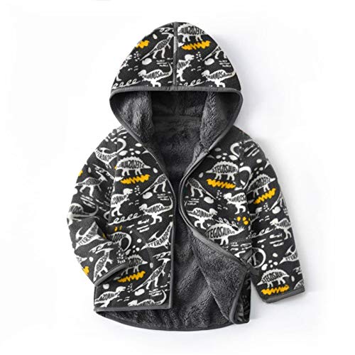 Feidoog Toddler Fleece Jacket Baby Boys Girls Hooded Zipper Long Sleeve Thick Warm Outerwear, Graffiti, 2-3 Years
