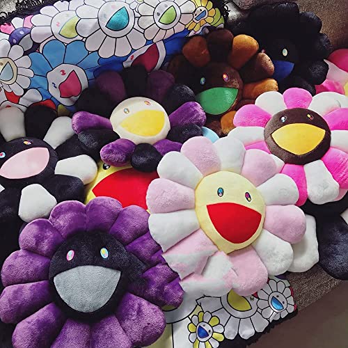 Eysoo 23.6'' Large Pillow, Murakami Long Pillow, Big Flower Pillow, Plush Pillow, Elastic, Super Soft, Smiling Sunflower Stuffed Plush Toy, Cushion Pillow, Bedroom And Car Decoration(Black And White) #TOP5