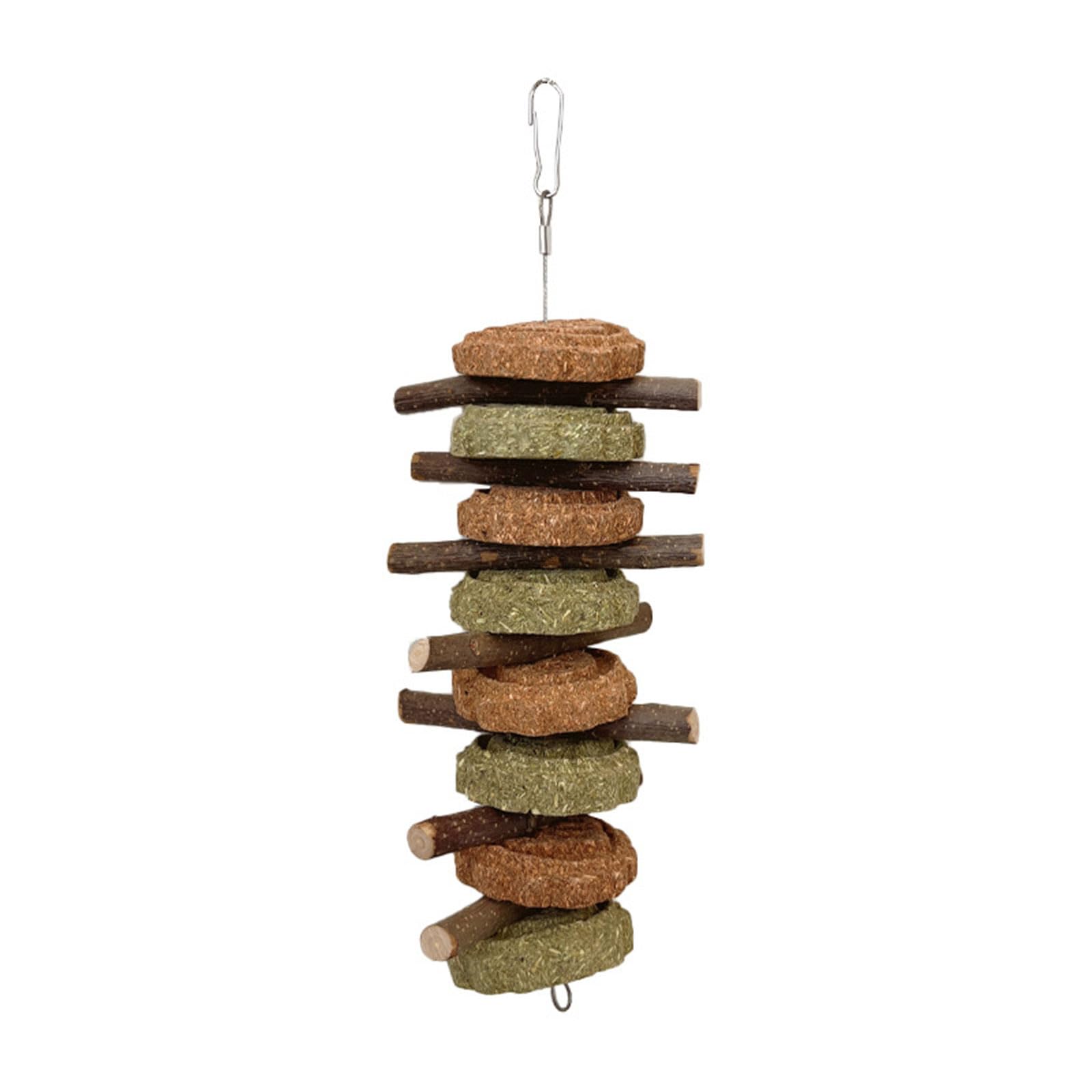 oringnat Hamsters Chew Toy Treat for Small Animal Teeth Hanging Wood Stick Grass Toy for Rabbits