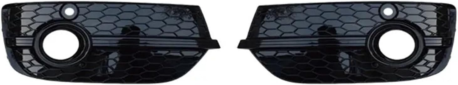 Compatible For Audi Q3 2013-2015 1 Pair Front Bumper Honeycomb Fog Lamp Frame Hollow Grille Under The Net Black Bright(Black)