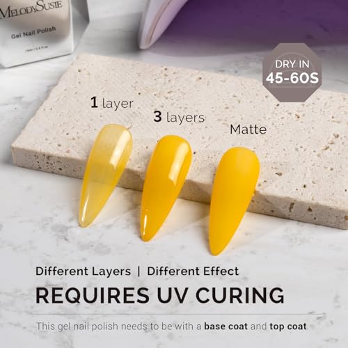 Image of MelodySusie Jelly Yellow Gel Nail Polish,0.5fl oz Soak Off UV LED Bright Transparent Yellow Gel Polish Nail Art Manicure Salon DIY Nail Design Decoration at Home Christmas Gift for Women-1644