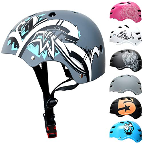 SkullCapu00ae Casco de Skate y BMX - Bicicleta Y Scooter Eléctrico, Diseño: Graffiti, Talla: M (55-58 cm)