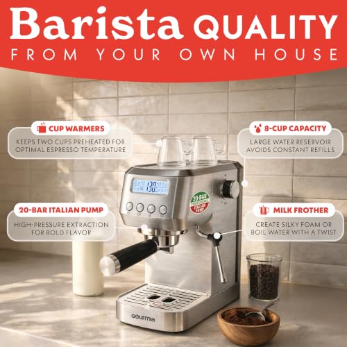 Gourmia GCM3110 Slim 20-Bar Espresso Machine w/ LCD Screen, Milk Frother & 43-Oz Tank - image 2
