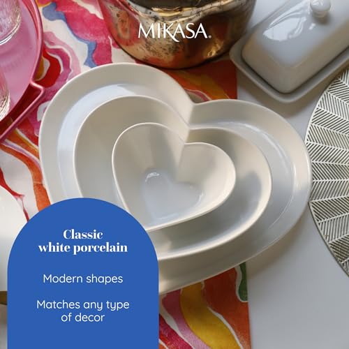 MIKASA Chalk Porcelain Heart-Shaped Bowl, Large Heart Bowl for Snacks and Salads, 21cm | White Serving Dish for Parties and Buffets | Dishwasher Safe & Gift Packaged - Image 5