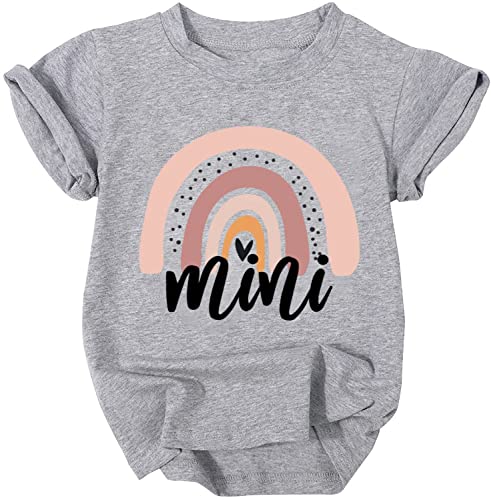 Image of Mama and Mini Rainbow Graphic Tees Mommy and Me Matching Shirts Tops Casual Short Sleeve Mother and Daughter T Shirt