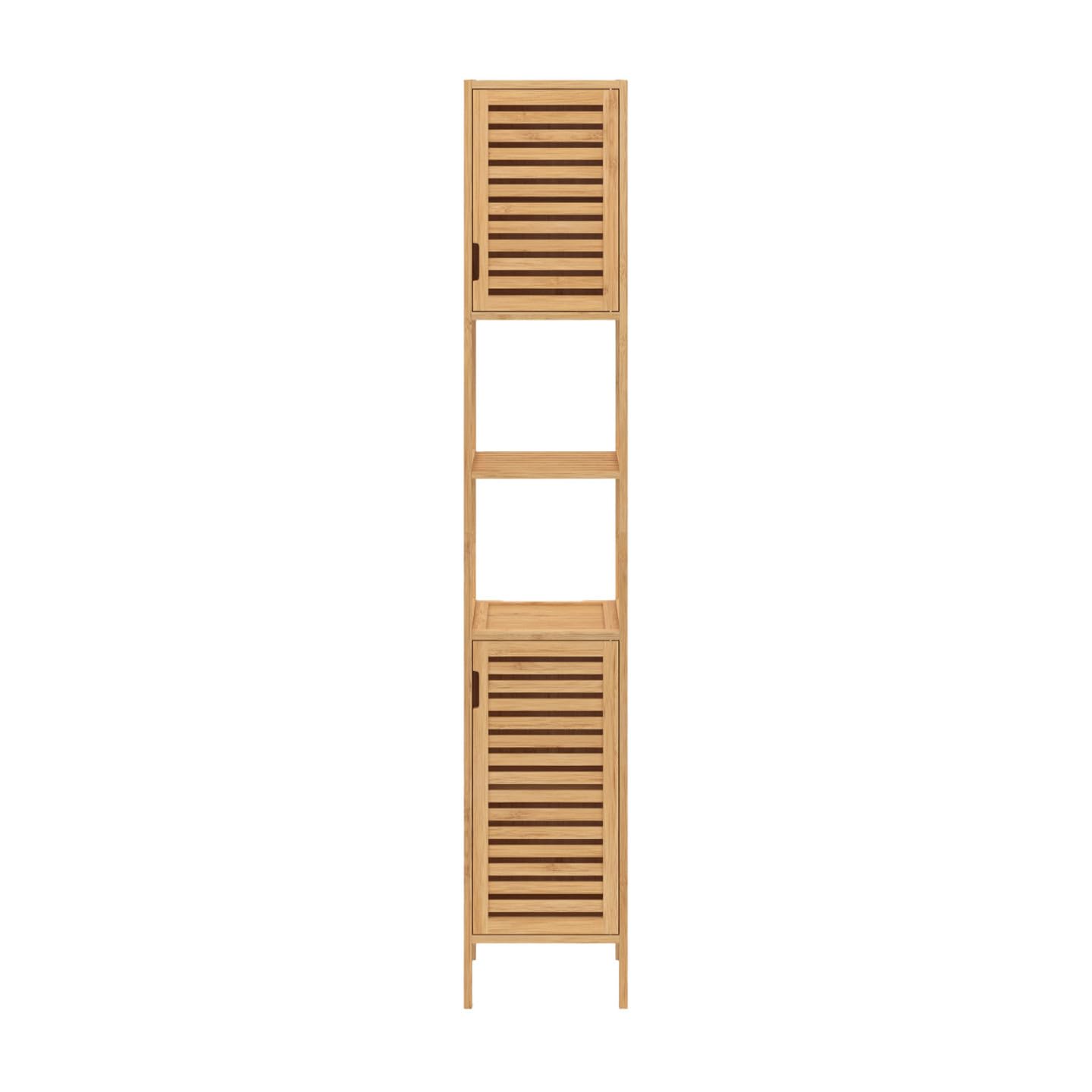 IDMarket - Meuble Colonne Salle de Bain Bambou BEA 2 Portes