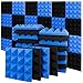 Yodeace Pannelli Fonoassorbenti, 24 Pezzi 25x25x5cm Pannello Fonoassorbente Addensato Ignifugo Pannelli Insonorizzanti Nero e Blu per Insonorizzazione Stanza