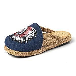 Slippers Womens Slippers, Slippers For Vrouwen Met Ondersteuning Van De Voetboog, Old Beijing Etnische Stijl Embroidery Flower Shoes Flat Slipper Sandalen, Linnen Thuis Binnen Buiten Cloth Schoenen, S