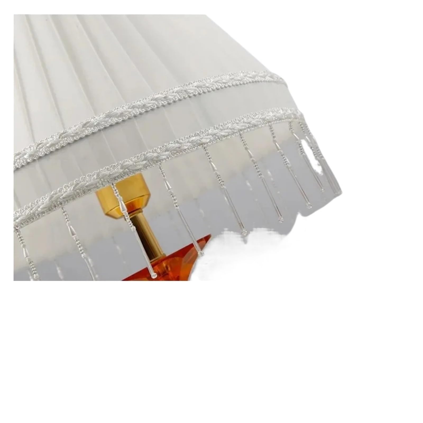 QXBFNDC Lampshade Fringe Lampshades Cloth Bead Light Shade Lamp Cover for Floor Table Lamps Pendant Bar Living Room Decor(White 25cm)