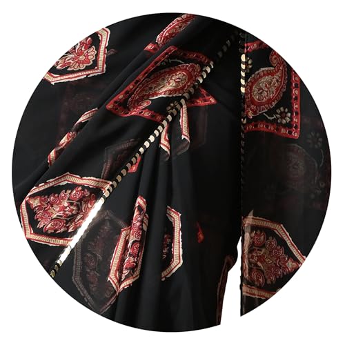 Image of MIRCHI FASHION Women Sari Georgette Chevron Printed | Modern Pattern Farewell and Festive Drape with Matching Blouse Piece