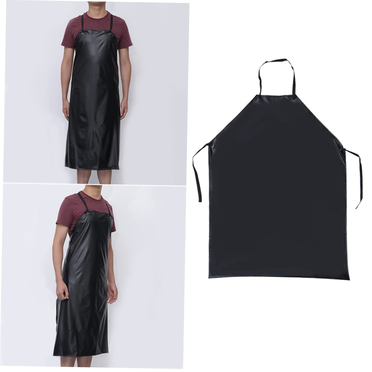 3pcs Tablier Imperméable en Pvc Noir Cuisine, Résistant à L'huile Acides, Usage Intensif Multi-usage Adapté aux Cuisines Commerciales et Modelage
