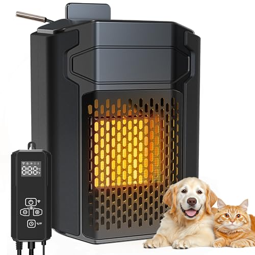 Outdoor Pet House Heater 500W - Kiroto WiFi APP Controlled Dog House Heater with Thermostat & Timer,Suitable for Winter Outdoor Heating of Outside Doghouses, Cat Beds and Chicken Coops