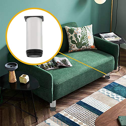 Seimneire 4Pcs 5 Inch / 125Mm Adjustable Furniture Legs, Silver Metal Legs Stainless Steel Replacement Legs For Sofa Couch Cabinets Shelves Diy Furniture #TOP5