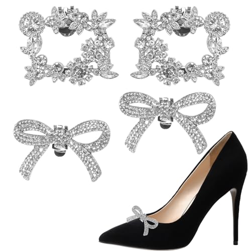 NAROSEBE 4 Clips para Zapatos de Boda Adornos para Zapatos de Mujer Clip Hebilla de Zapatos Broche de Clip Zapatos de Cristal para Decoración, Decoracion de Zapatos para Decoración de Zapatos