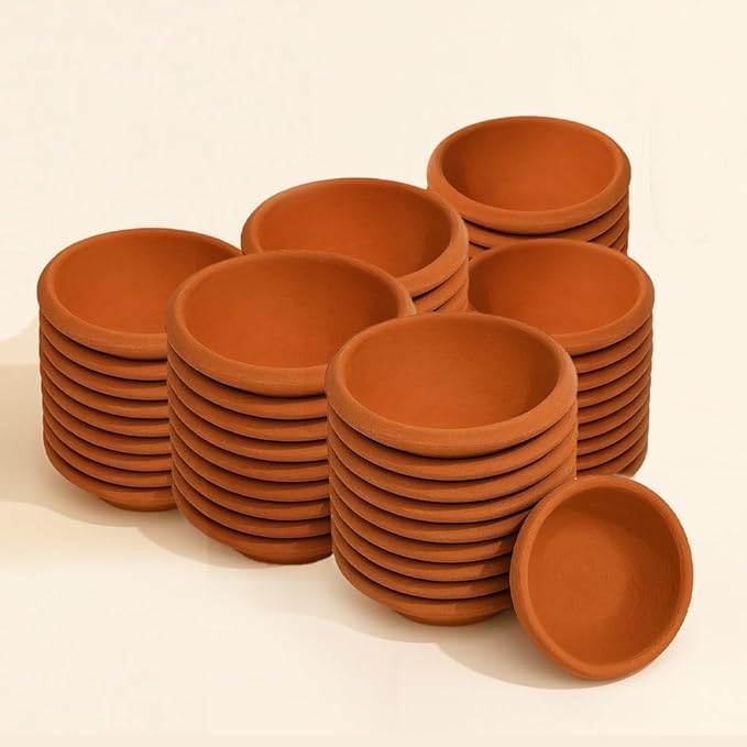 Natural Clay Traditional Diwali Ke Diye | Earthen Clay Diya | Mitti Ka Diva | Diyas for Pooja (Set of 11 Pieces) (desg-04)