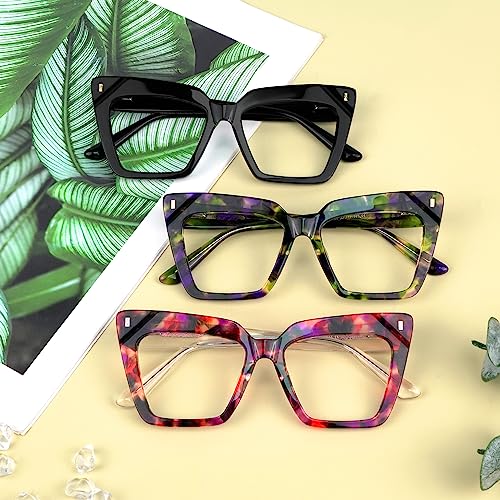 Image of Zeelool Fashion Cat Eye Glasses Frame for Women with Non-prescription Clear Lens Eyeglasses Barnes ZJGA595438