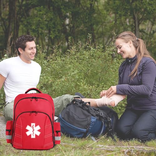 Mochila médica de emergência vermelha vazia para primeiros socorros, bolsa de primeiros socorros, pa