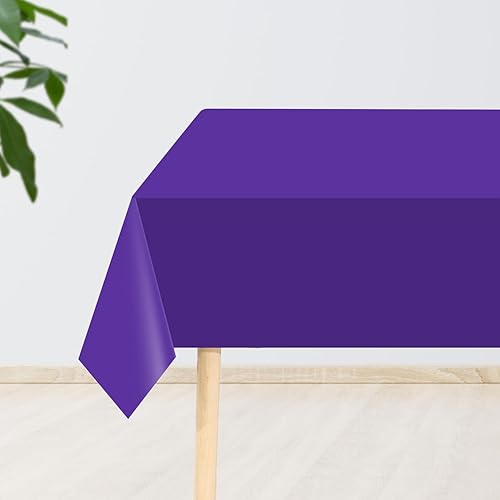 Miniatura 3 de Paquete de 4 manteles de plástico desechables de alta calidad de 54 x 108 pulgadas, para mesas de 6 a 8 pies, fiestas interiores o exteriores,