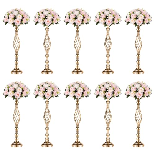 Versatile Metal Flower Arrangement, Candle Holder Stand Set for Wedding Party Dinner Centerpiece Event Restaurant Hotel Decoration (Twist Style, 10 x L)