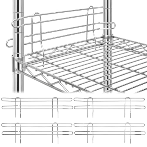 MorningRo 4 Pcs Chrome Wire Shelf Ledge 18' L x 4' H Wire Shelving Side Ledge Metal Shelves...