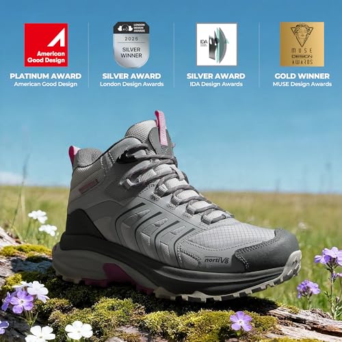 Image of NORTIV 8 Women's Hiking Boots Waterproof Lightweight Outdoor Trekking Non Slip Comfortable Camping Ankle Breathable Everyday Boot Armadillo FieldLite
