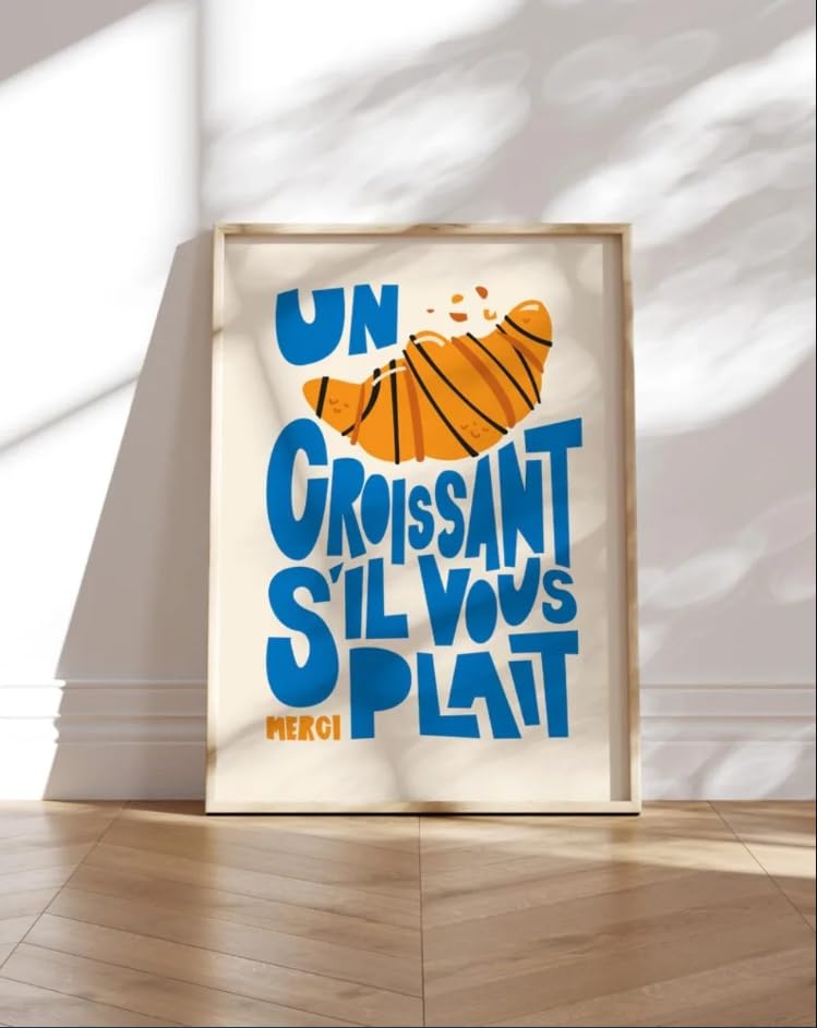 Impresión artística de croissant de 50x70 cm para pared de cocina