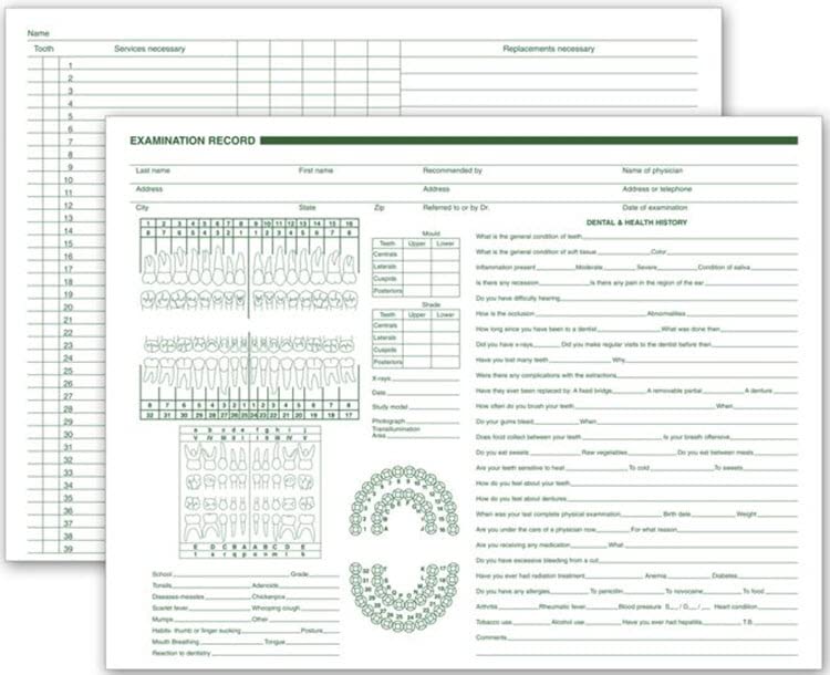 EGP Dental Exam Record, 250 Records