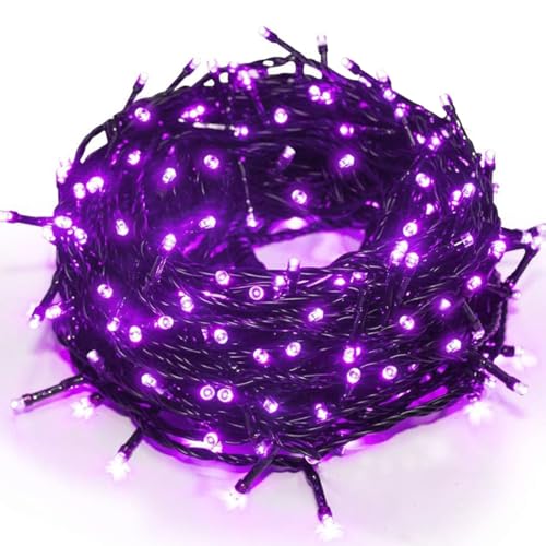 FULLBELL Christmas Lights Black Fairy Lights 33 feet 100 LED String Lights, Memory Controller and Extendable Christmas Decorations for Wedding, Indoor Outdoor - Purple