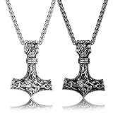 ⚡Misura collana Mjolnir⚡ --- La dimensione del ciondolo martello di Thor è 51 mm * 35 mm, la lunghezza della collana del martello di Thor è 63 cm, la larghezza della collana del martello di Thor è 3 mm, la collana Viking è perfetta da indossare per tutti.