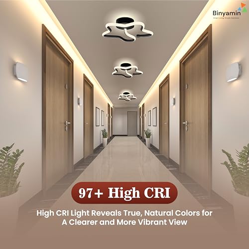 Image of Binyamin 50W Modern LED Ceiling Light for Living Room | Star & Infinity Design Ceiling Lamp |3 Colour Changing Warm White, Natural White & Cool White | Acrylic Ceiling Light for Bedroom Hallway (STAR)