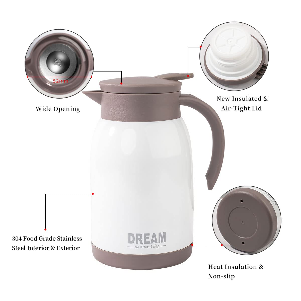 Milk Dispenser Thermal Coffee Carafe 27oz Stainless Steel
