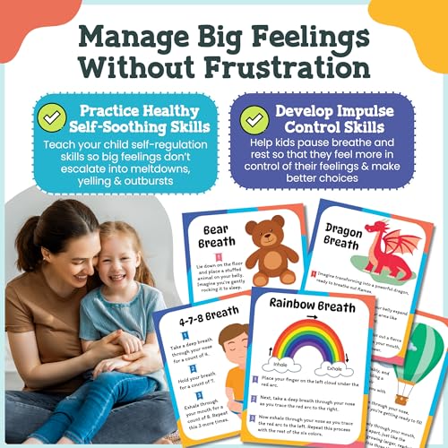 Breathing Cards for Kids – Mindfulness & Calming Corner Kit Must Haves, Yoga & Speech Therapy Materials, Special Education Classroom Office, Social Emotional Learning, Mindful Sensory Play Activities - Image 3
