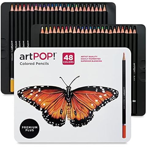 artPOP! Premium Plus Colored Pencils, Set of 48 Colors, Professional Quality Smooth and Blendable, Break Resistant 3mm Core, Hexagon Shape, Vibrant Colors for Illustration, Adult Coloring, Doodling Cover
