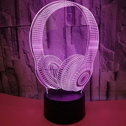 Preisvergleich Produktbild Kopfhörer-Styling 3D Illusion Lampe Nachtlicht Optische Täuschung Led Schreibtischlampe 7 Farben Mit Fernbedienung Für Schlafzimmer Kinder Weihnachts Valentine Geburtstag Geschenk