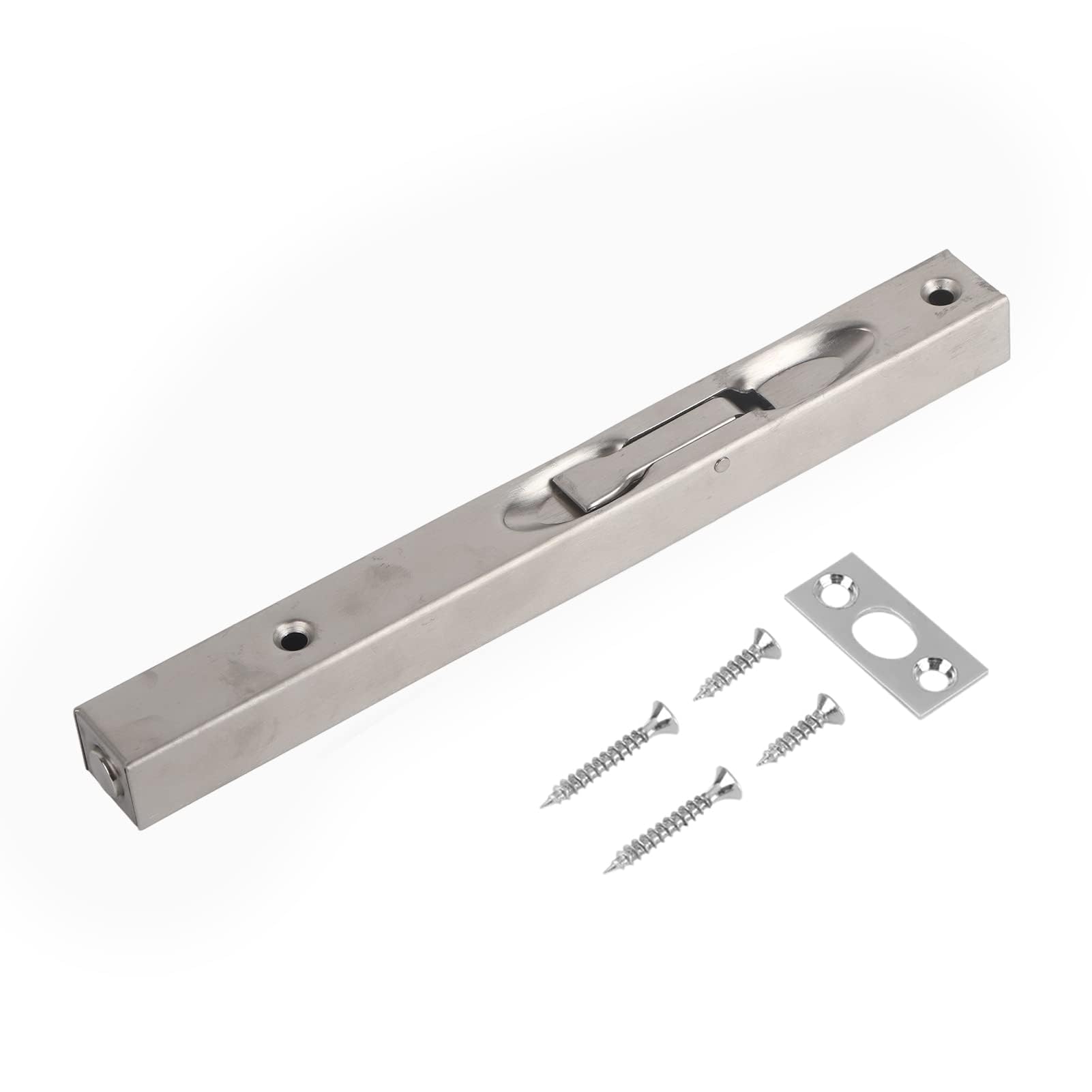 Zerodis Door Latch Bolt 304 Stainless Steel Door Flush Lock Security Lever Action Gate Latch Bolt With Strike And Screws (8Inch)