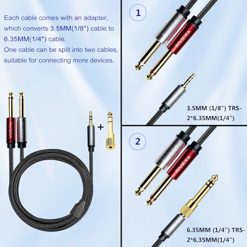 Cable de audio 3.5mm a dual 6.35mm 6 m miniatura 2