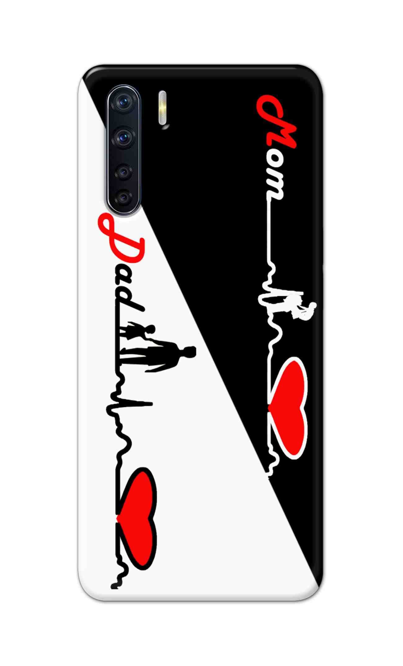 TweakyMod Designer Printed Hard Case | Mom and Dad Heart Beat Back Cover Compatible with Oppo F15