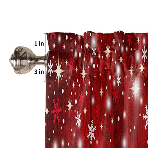 Shaptoy Christmas Curtain Valances For Kitchen Windows 54X18 Inch Xmas Tree Snowflake Red Rod Pocket Valance Window Treatments 1 Panel Short Curtains For Bedroom Bathroom Living Room Decor #TOP4