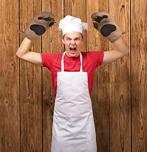 Genuine Fred Bear Hands Oven Mitts – Heat-Resistant Silicone and Cotton Gloves, Fun Gift for Bakers, Animal Lovers, White Elephant or Housewarming