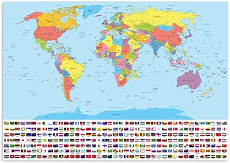 Map of The World Detailed Large Poster for Home or Office A2 Size