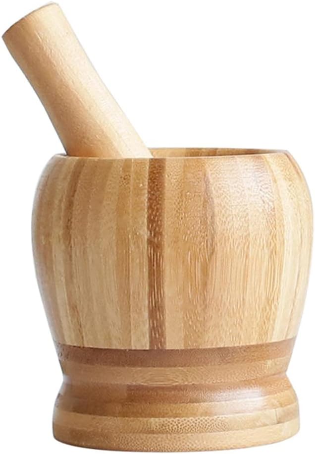 Wooden Mortar and Pestle Set, Grinding Bowl, Mixer Manual Mashing Bowl Seasonings,Guacamole Bowl Shell Garlic Pepper Press Mincer Grinder Crusher Mix Kitchen Tool B