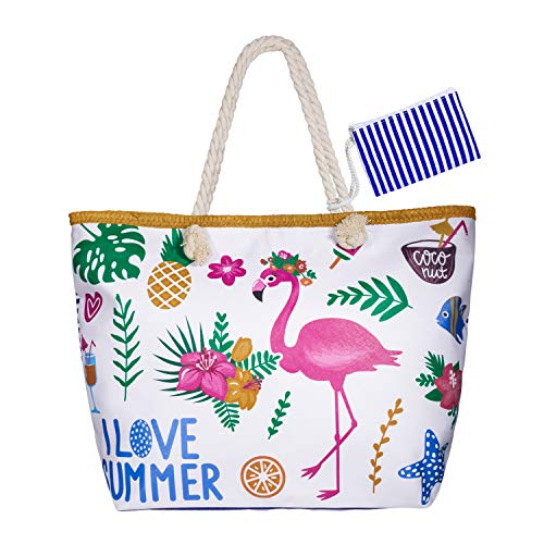 WolinTek Borsa da Spiaggia, Borsa da Spiaggia Grande Tote Da Viaggio + Portamonete con Chiusura Zip...