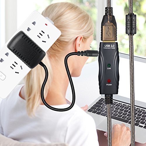 Pasow Usb 2.0 A Male To A Female Extension Cable Usb Active Repeater Cord With Built-In Signal Booster For Printer, Keyboard, Game Console, Loudspeaker, Oculus Rift, Scanners(30 Feet With Led Light) #TOP6