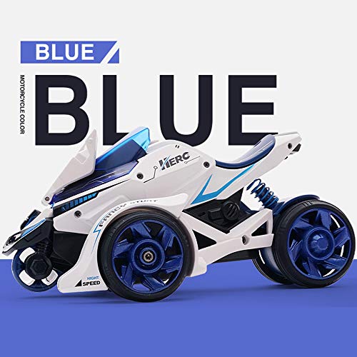Gilumza Pull Back Car Motorcycle Toys, Pull Back Vehicles Racing Cars Launcher Toy with Music Lighting, Die-cast 2 in 1 Catapult Race Trinity Chariot Gift for Christmas Brithday (White&Blue) - Thumbnail 5