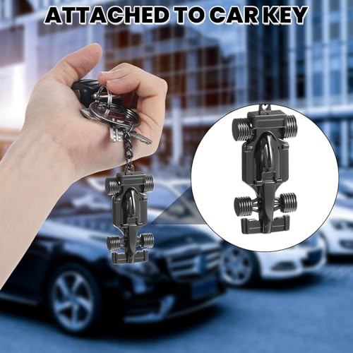 Image of 2Pcs F1 Keychain, Key chain for car, Durable F1 Keychain for Men, Unique F1 Car Key Chain Gifts for Racing Enthusiasts, Car Accessories for Daily Use (Black and White)