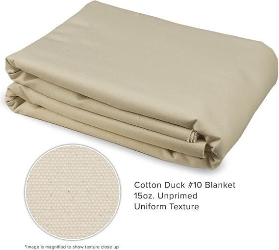 Creative Mark Unprimed Cotton Duck Deluxe Canvas Roll - 10 Army Duck Roll - 60 x 30 Yards - Smooth Texture Canvas, Portrait and Realism - Bulk Un-Stretched Duck Canvas Fabric for Artists