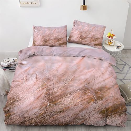 Funda Nórdica Cama 105 cm Microfibra Juego de Ropa de Cama 3 Piezas Funda de edredón 180x220 cm con Funda de Almohada 50x75 cm Planta