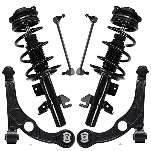 Image of Detroit Axle - 6pc Front End Control Arms Kit for 13-16 Dodge Dart, 2 Lower Control Arms w /Ball Joints 2 Sway Bars 2 Struts & Coil Spring 2013 2014 2015 2016 Replacement Suspension