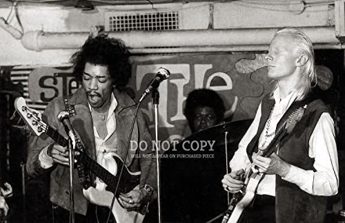 Photographie Jimi Hendrix Johnny Winter 1968 Poster Concert Vintage Noir Blanc