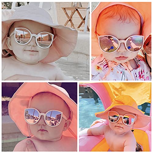 Cocosand Toddler Baby Sunglasses With Strap Polarized Retro Cat Eye Flexible Frame For Kids Boys Girls Age 0-24 Months, White #TOP6